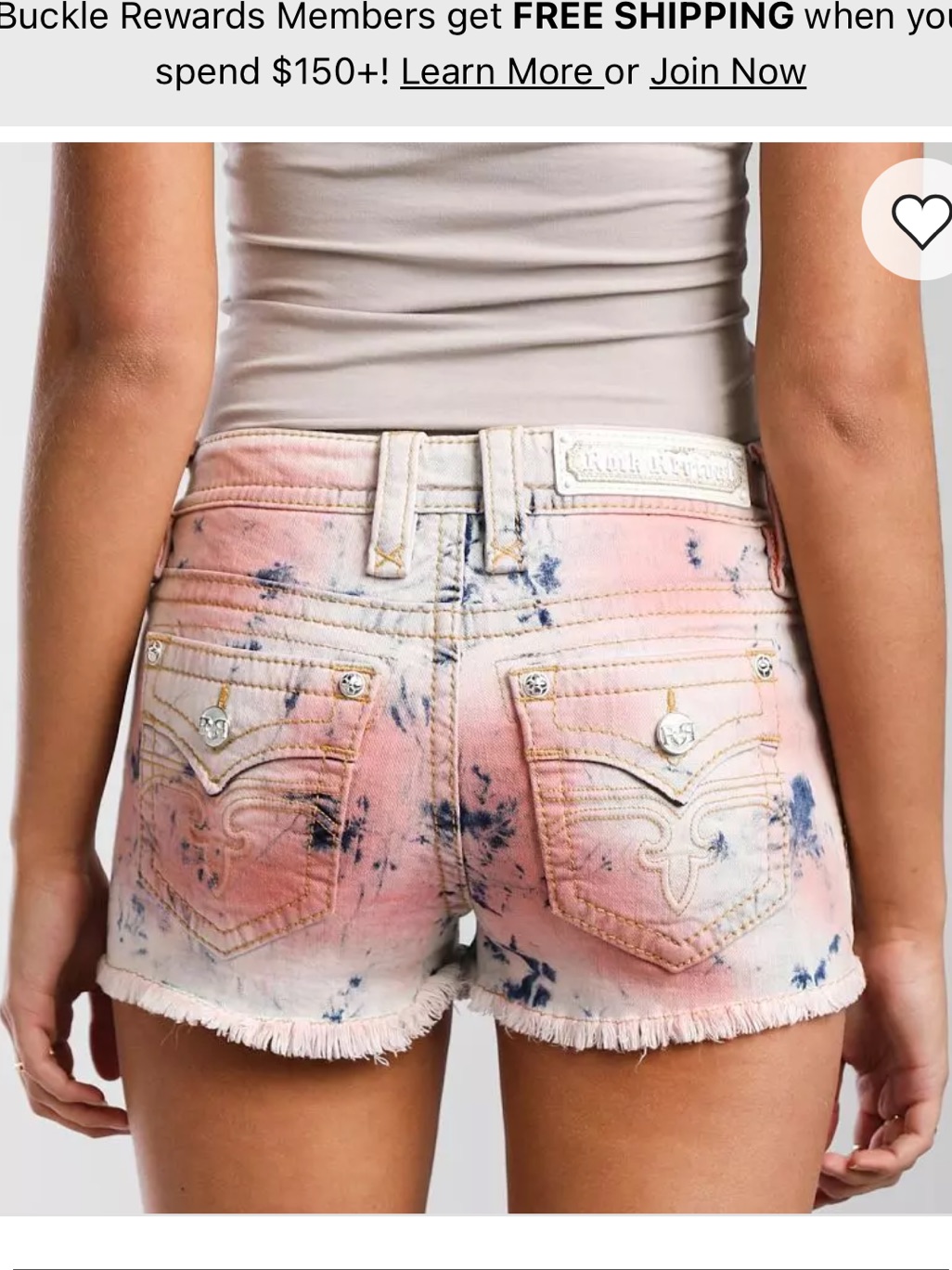 Rock Revival Alivia Mid-Rise Tie-Dye Denim Shorts - Pink & Blue Brand New!